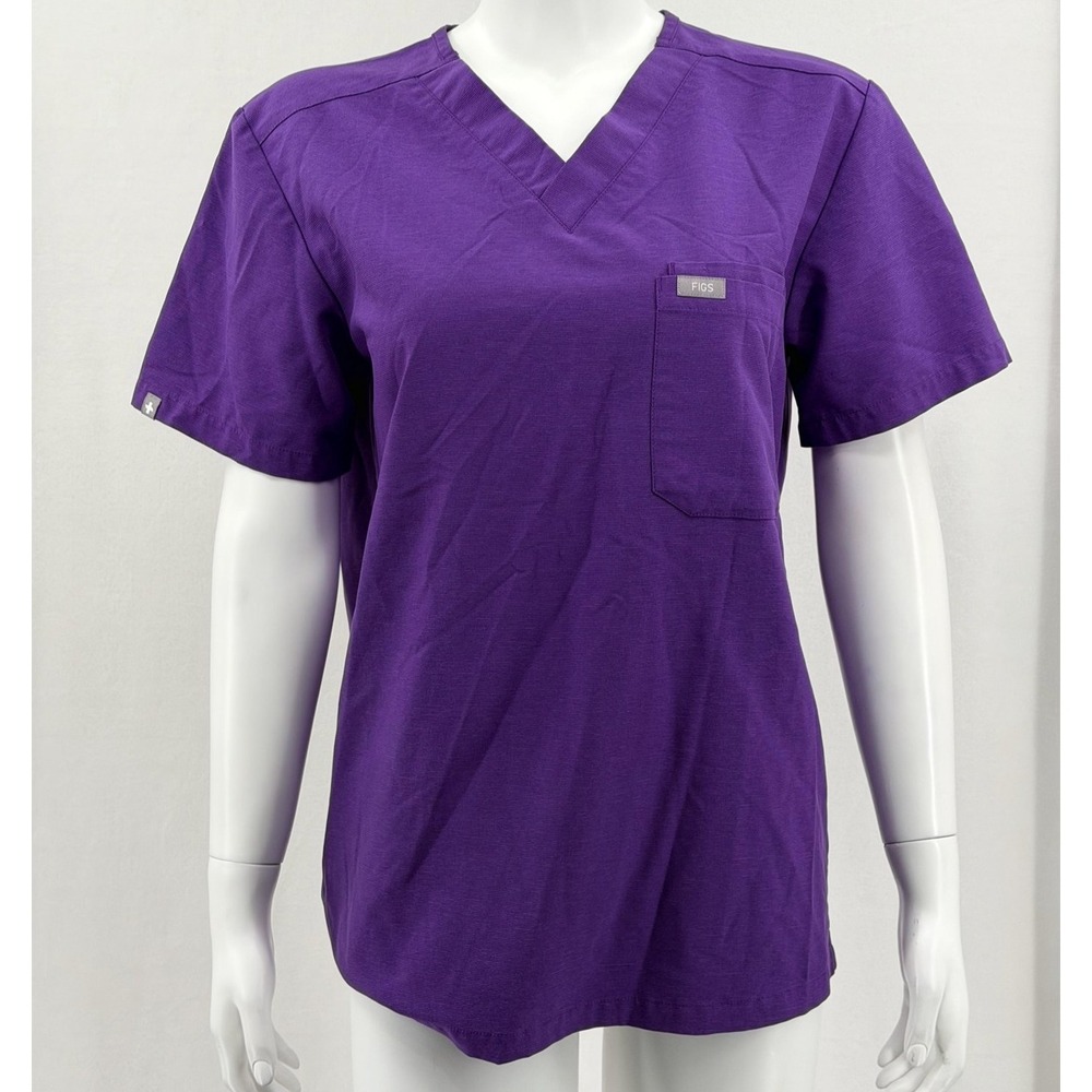 Figs Scrub Shirt Mens Small Purple Leon Three Pocket Technical Collection Doctor